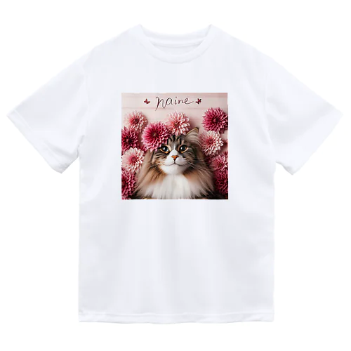 猫とダリア ドライTシャツ