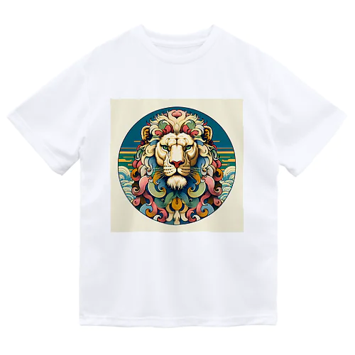 浮世絵風　ライオン（顔）"Ukiyo-e style lion (face)."  "浮世繪風格的獅子（臉）。" ドライTシャツ