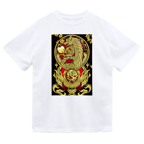 金運上昇金のリンゴと龍 ドライTシャツ