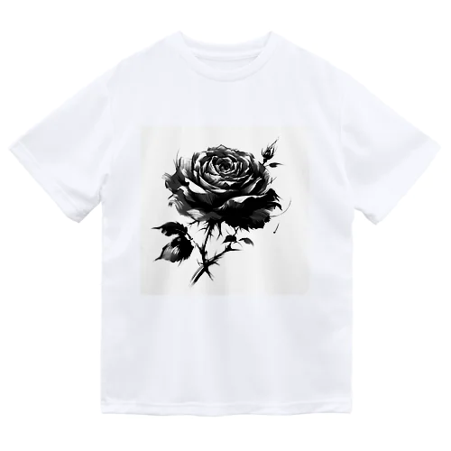 水墨画風で薔薇 Dry T-Shirt