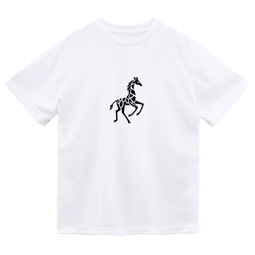新感覚デザインの黒白キリン Dry T-Shirt