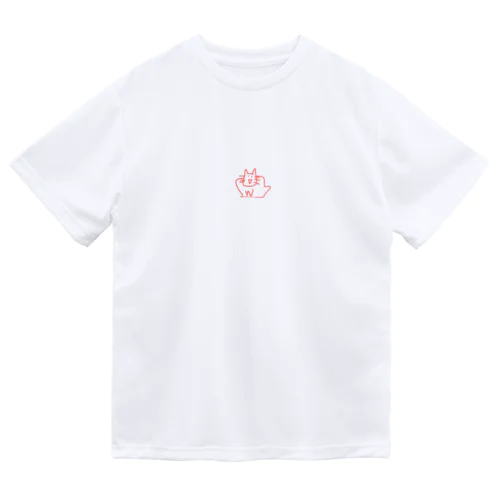 肩幅の広いネコ(ピンク) ドライTシャツ