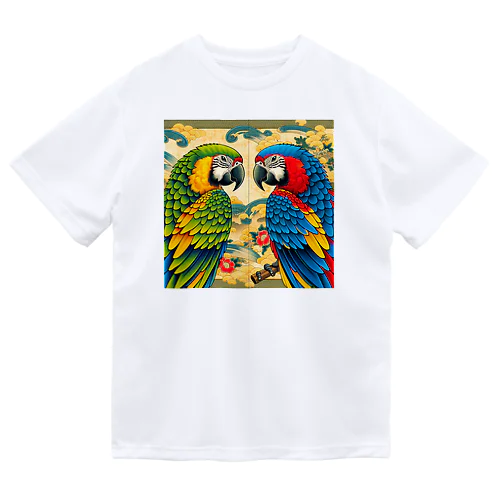 浮世絵風　向かい合うオウム"Ukiyo-e style: Facing Parrots" "浮世绘风格：面对的鹦鹉" Dry T-Shirt