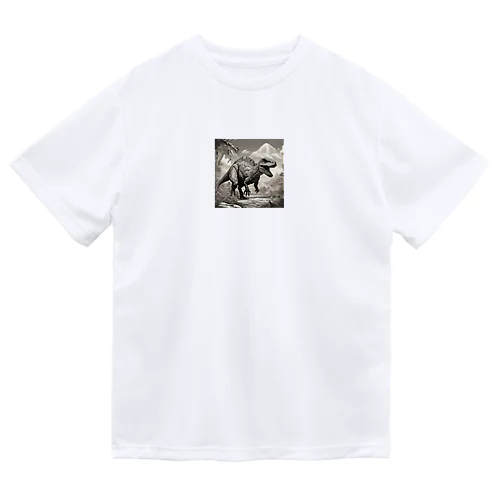 白黒恐竜 Dry T-Shirt