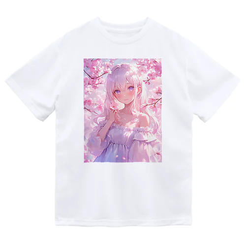 桜の下の少女幸せいっぱい　なでしこ1478 ドライTシャツ