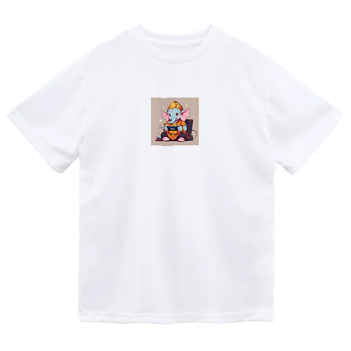 ビデオゲームで遊ぶかわいいガネーシャ ドライTシャツ