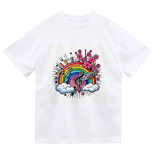 虹と音符と桜 Dry T-Shirt