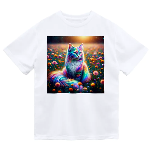 虹色に輝く優雅な猫 Dry T-Shirt