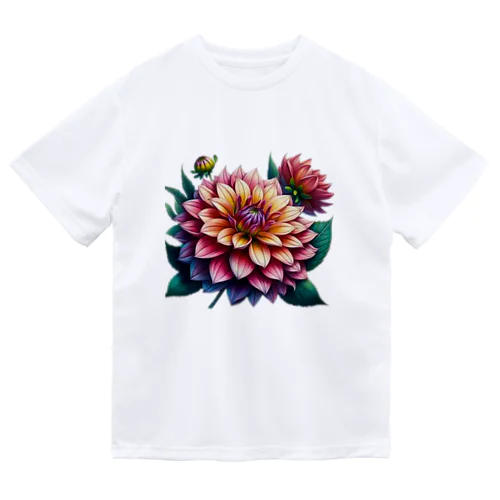 ふんわりした花「ダリア」 ドライTシャツ