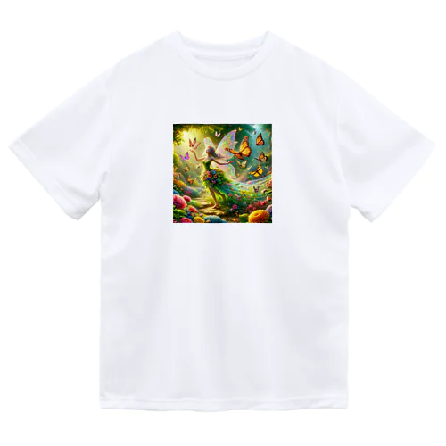 妖精と蝶々 ドライTシャツ