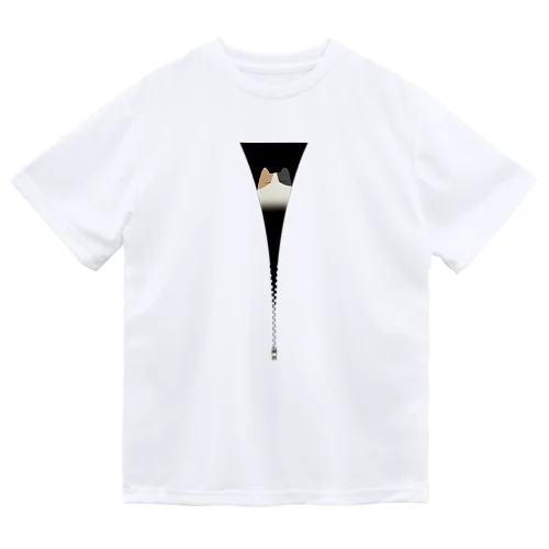 ファスナー猫　三毛もた Dry T-Shirt