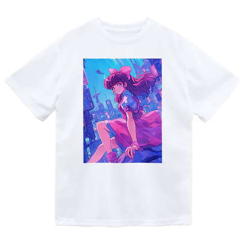 昭和レトロアニメ風近未来ガール ドライTシャツ