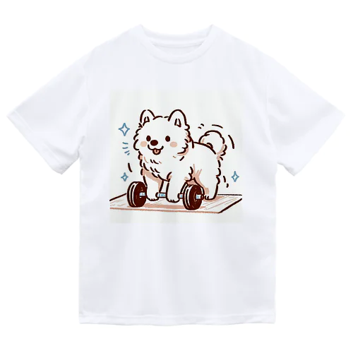 筋トレサモエド犬(女性向け) ドライTシャツ