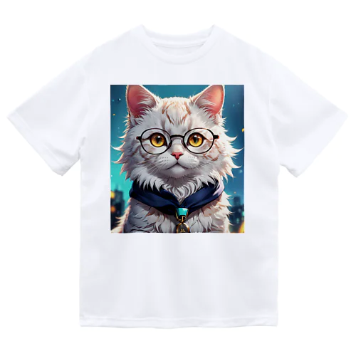 メガネをかけたおしゃれな猫 Dry T-Shirt