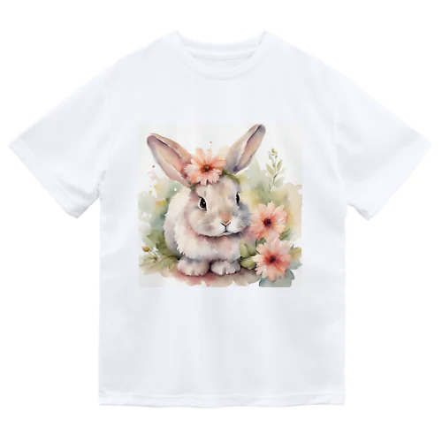 花とうさぎ ドライTシャツ