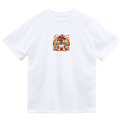 メガネをかけて笑顔が似合う　わんちゃん ドライTシャツ