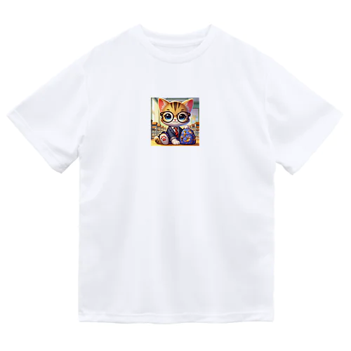 メガネのニャンコ３D・学校ver② ドライTシャツ