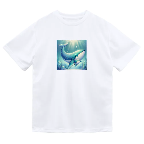ほのぼのクジラの親子 ドライTシャツ