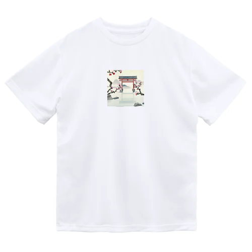 桜と鳥居　ー Cherry Blossoms and Torii ー Dry T-Shirt