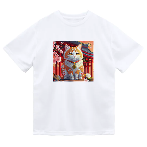 福を招く神のねこちゃん ドライTシャツ