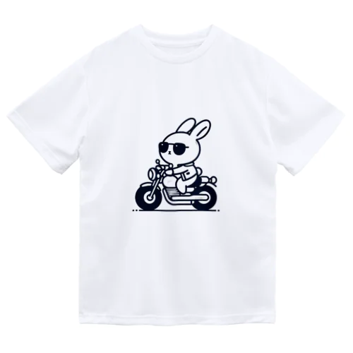 バイクに乗ったうさぎ ドライTシャツ