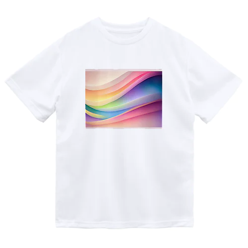 虹色に輝く波の抽象的なデザイン ドライTシャツ