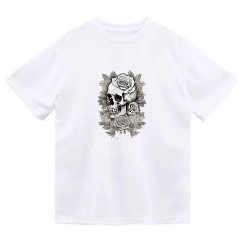 骸骨　薔薇　デザインTシャツ　アート　グラフィック ドライTシャツ