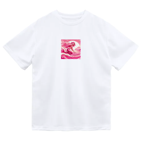 ピンク　マーメイド　サーフィン Dry T-Shirt