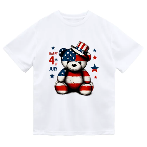 アメリカ独立記念日テディベア Happy 4th of July Dry T-Shirt