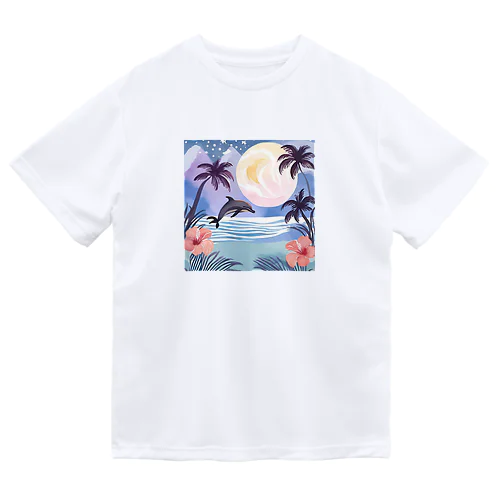 イルカと満月 Dry T-Shirt