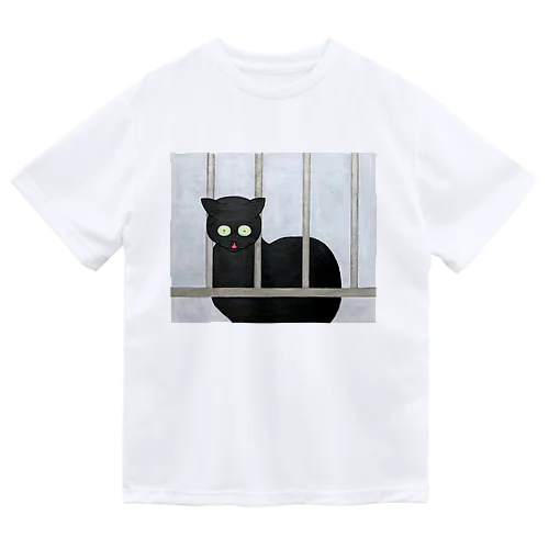 わざわざこちらを見る黒猫 Dry T-Shirt