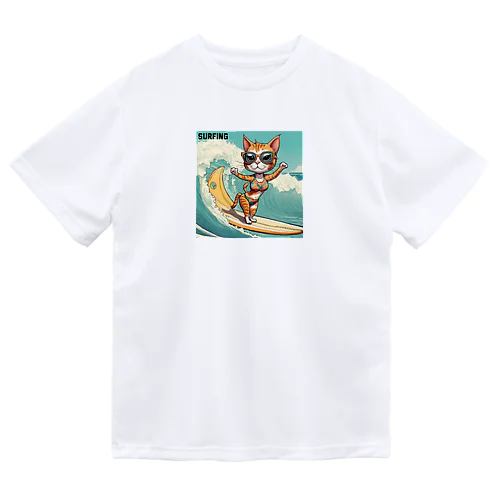 SURFING猫（女の子バージョン） ドライTシャツ