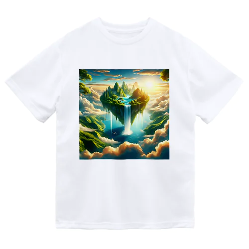 空高く浮かぶ伝説の島 ドライTシャツ