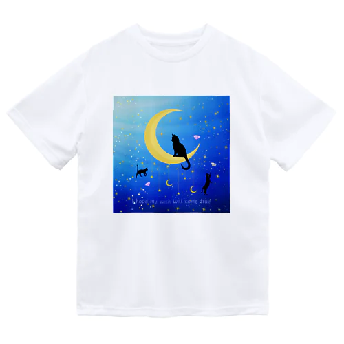 猫と月夜 ドライTシャツ