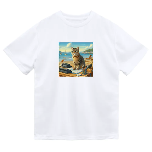 海辺の仕事猫 ドライTシャツ