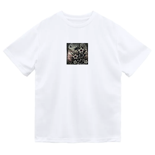 ゴシック風なトロピカルフラワー Dry T-Shirt