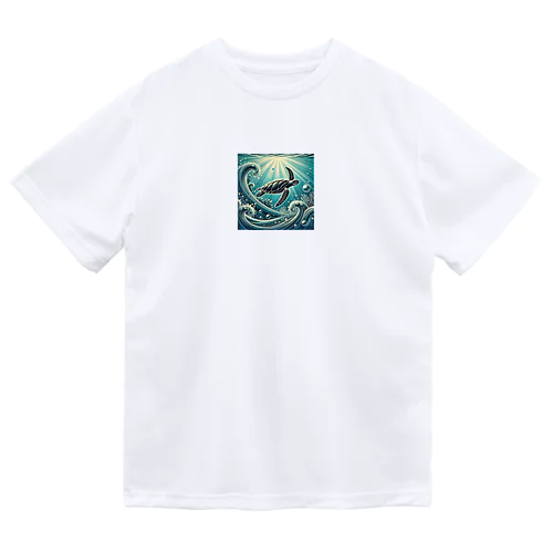 ウミガメと水流 ドライTシャツ