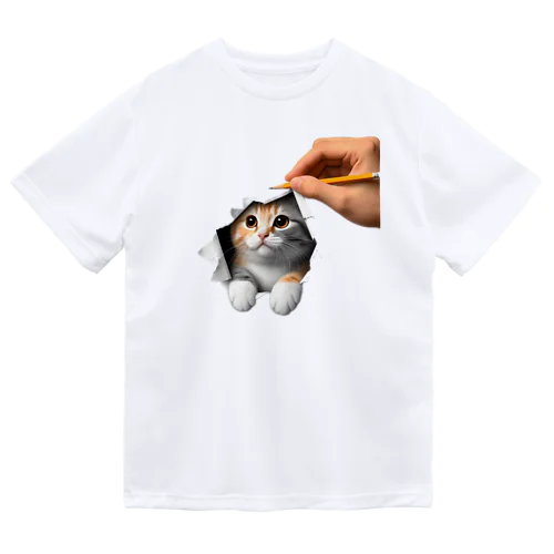 猫が出てくる ドライTシャツ