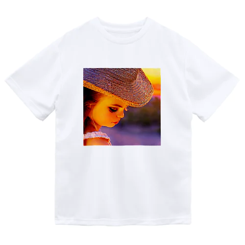 麦わら帽子のクラシックガール Dry T-Shirt