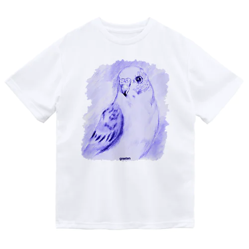 セキセイインコ　アート鳥　パープル ドライTシャツ