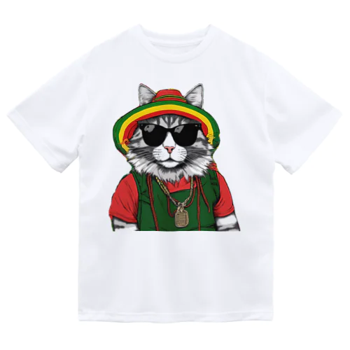 【レゲェと猫】 ドライTシャツ