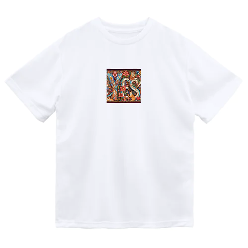 動物たちで描かれた文字　”YES” Dry T-Shirt