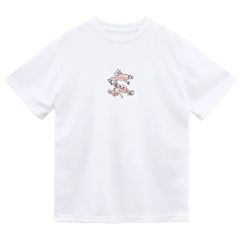 連なるアフリカツメガエル(アルビノ) Dry T-Shirt