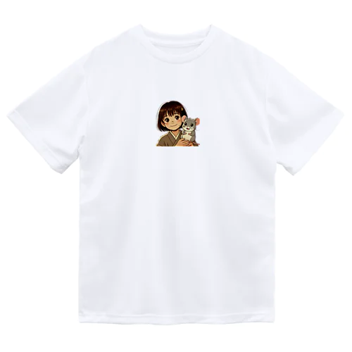 さくらと小さな子ネズミ - イラスト: さくらとタロウが一緒に微笑んでいる場面 Dry T-Shirt