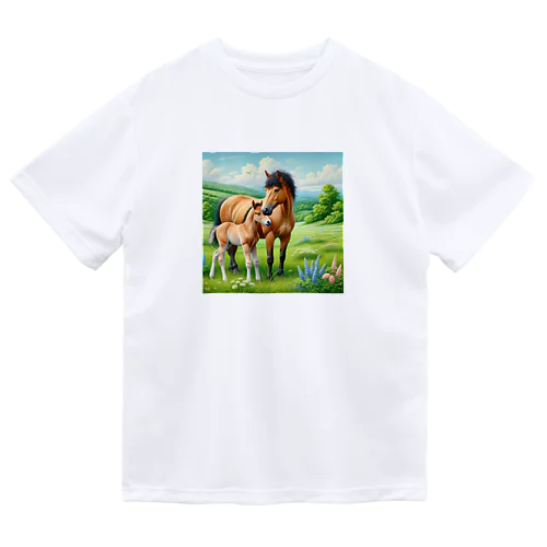 お馬の親子 Dry T-Shirt