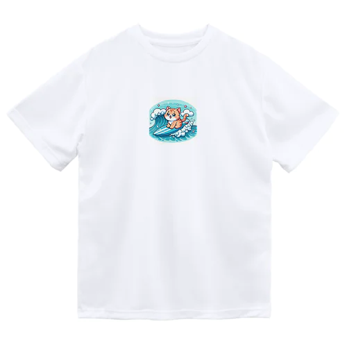 サーフィンするニャンコ ドライTシャツ