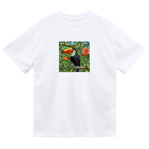 オニオオハシと薔薇 Dry T-Shirt