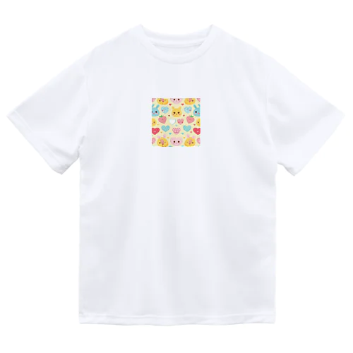 ハート　赤　ピンク　白　水色　黄色　イチゴ　可愛い Dry T-Shirt