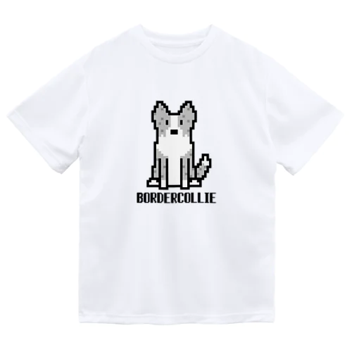 ドット絵　立ち耳ボーダーコリー(BM) ドライTシャツ