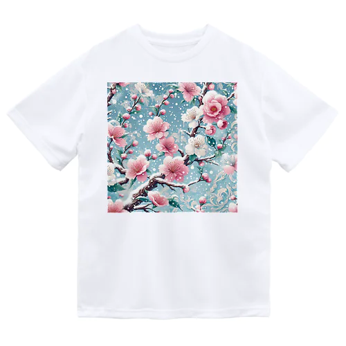 和風柄　桜雪化粧 Dry T-Shirt